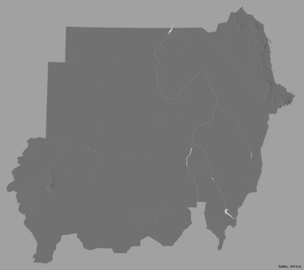 Form Sudan Med Dess Huvudstad Isolerad Solid Färg Bakgrund Höjdkarta — Stockfoto