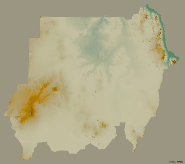 Forma Del Sudan Con Sua Capitale Isolata Uno Sfondo Colori — Foto Stock