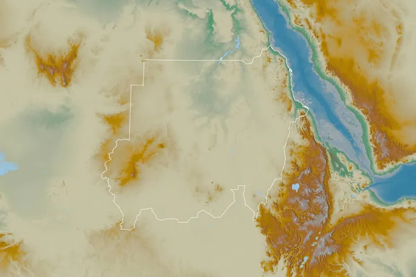 Розширена Територія Судану Карта Рельєфу Візуалізація — стокове фото