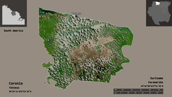 Forma Coronie Distrito Surinam Capital Escala Distancia Vistas Previas Etiquetas —  Fotos de Stock