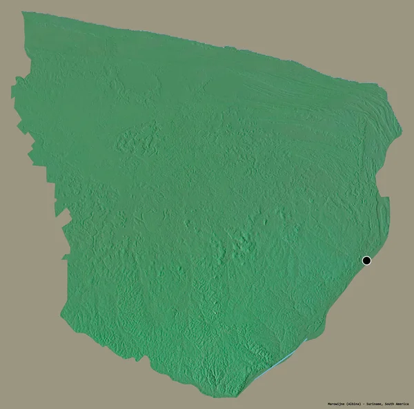 Gestalt Von Marowijne Bezirk Von Suriname Mit Seiner Hauptstadt Isoliert — Stockfoto