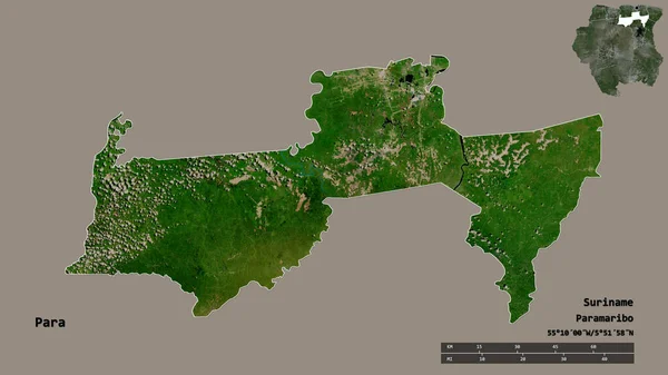 Forma Pará Distrito Suriname Com Sua Capital Isolada Fundo Sólido — Fotografia de Stock