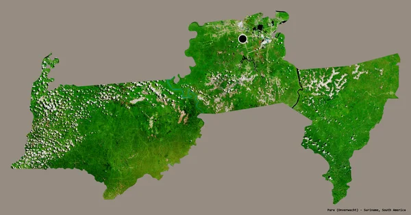 Форма Пара Район Суринама Столицей Изолированы Твердом Цветном Фоне Спутниковые — стоковое фото