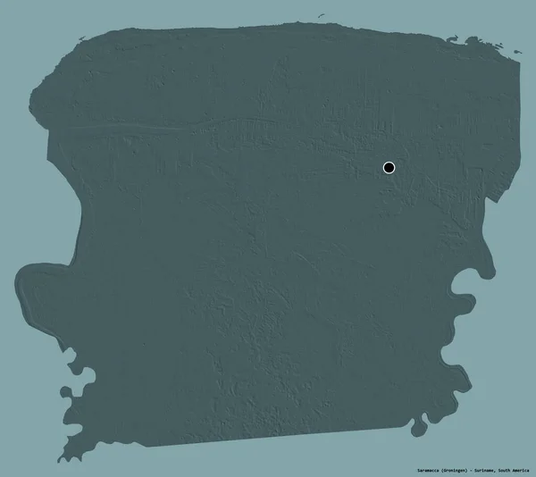 Form Saramacca Distriktet Surinam Med Sin Huvudstad Isolerad Solid Färg — Stockfoto