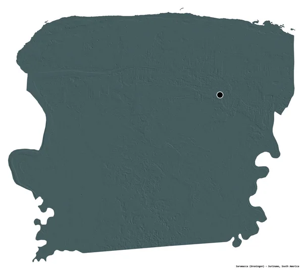 Form Saramacca Distriktet Surinam Med Dess Huvudstad Isolerad Vit Bakgrund — Stockfoto