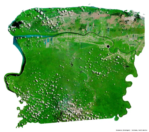 Σχήμα Saramacca Περιοχή Του Σουρινάμ Πρωτεύουσα Απομονωμένη Λευκό Φόντο Δορυφορικές — Φωτογραφία Αρχείου