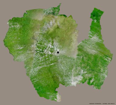 Surinam 'ın Sipaliwini ilçesi, başkenti katı renk arkaplanı ile izole edilmiştir. Uydu görüntüleri. 3B görüntüleme