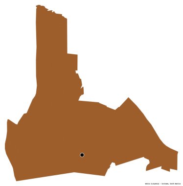Surinam 'ın Wanica ilçesi, başkenti beyaz arka planda izole edilmiş. Desenli dokuların bileşimi. 3B görüntüleme
