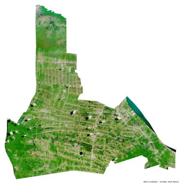 Surinam 'ın Wanica ilçesi, başkenti beyaz arka planda izole edilmiş. Uydu görüntüleri. 3B görüntüleme