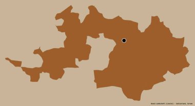 Basel-Landschaft 'ın şekli, İsviçre kantonu, başkenti katı bir renk arkaplanı ile izole edilmiş. Desenli dokuların bileşimi. 3B görüntüleme