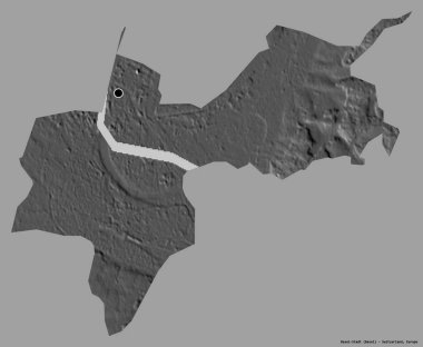 Basel-Stadt 'ın şekli, İsviçre kantonu, başkenti katı renk arkaplanı ile izole edilmiş. Çift seviyeli yükseklik haritası. 3B görüntüleme