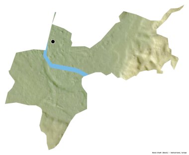 Basel-Stadt 'ın şekli, İsviçre kantonu, başkenti beyaz arka planda izole edilmiş. Topografik yardım haritası. 3B görüntüleme