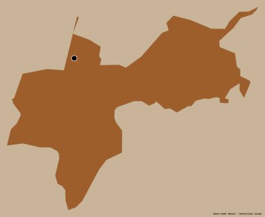Basel-Stadt 'ın şekli, İsviçre kantonu, başkenti katı renk arkaplanı ile izole edilmiş. Desenli dokuların bileşimi. 3B görüntüleme