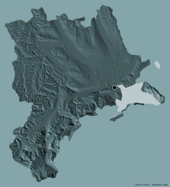 Lucerne 'in şekli, İsviçre kantonu, başkenti katı renk arka planında izole edilmiş. Renkli yükseklik haritası. 3B görüntüleme