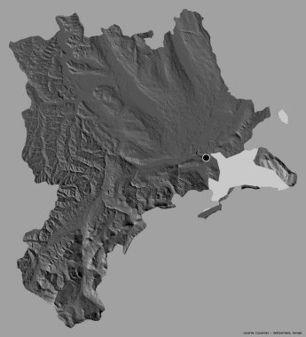 Lucerne 'in şekli, İsviçre kantonu, başkenti katı renk arka planında izole edilmiş. Çift seviyeli yükseklik haritası. 3B görüntüleme