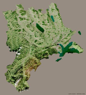 Lucerne 'in şekli, İsviçre kantonu, başkenti katı renk arka planında izole edilmiş. Uydu görüntüleri. 3B görüntüleme