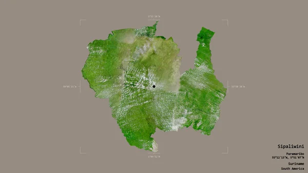 Район Сипаливини Район Суринама Изолирован Твердом Фоне Геометрической Ограничивающей Коробке — стоковое фото