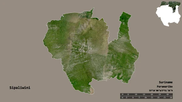 Форма Сіпалівіні Район Суринаму Столицею Ізольованою Твердому Тлі Масштаб Відстаней — стокове фото