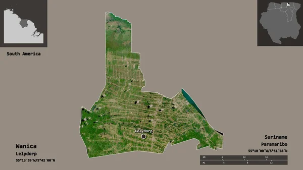 Form Von Wanica Bezirk Von Suriname Und Seiner Hauptstadt Entfernungsskala — Stockfoto