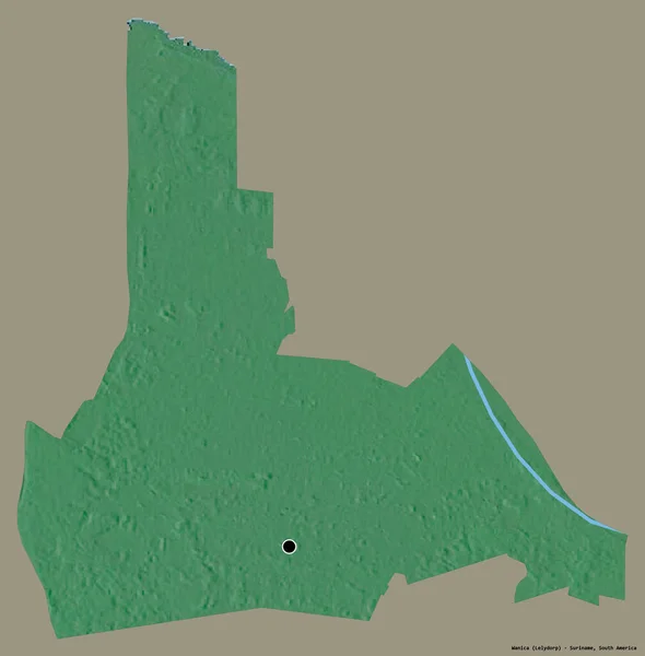 Form Wanica Distriktet Surinam Med Sin Huvudstad Isolerad Solid Färg — Stockfoto