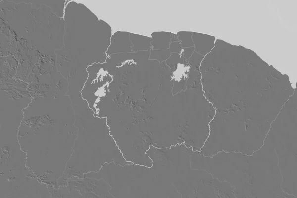 Área Extendida Surinam Con Contorno País Fronteras Internacionales Regionales Mapa — Foto de Stock