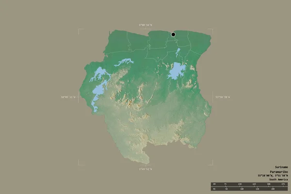 Zone Suriname Isolée Sur Fond Solide Dans Une Zone Délimitée — Photo