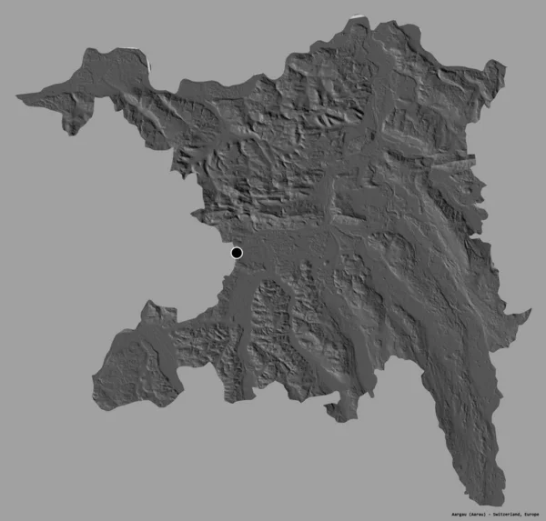 瑞士阿尔高州的形状 其首都被隔离在纯色的背景下 Bilevel高程图 3D渲染 — 图库照片