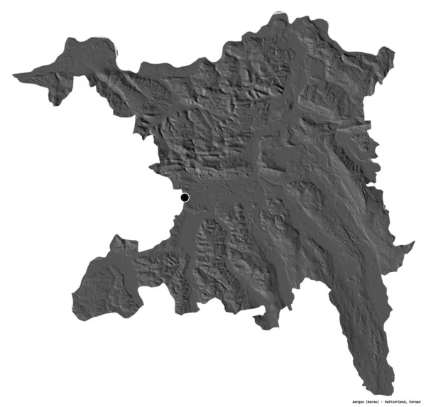 Tvar Aargau Kanton Švýcarska Hlavním Městem Izolovaným Bílém Pozadí Mapa — Stock fotografie