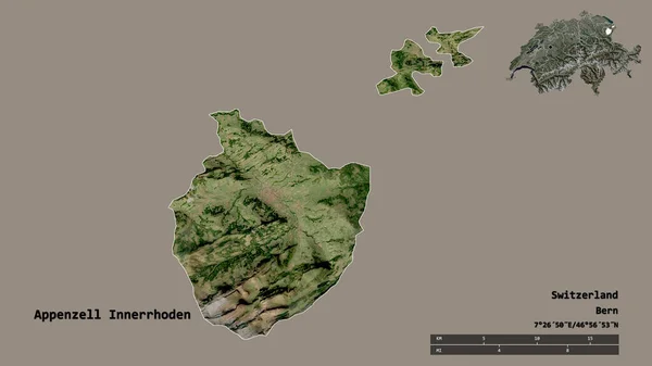 Forma Appenzell Innerrhoden Cantone Della Svizzera Con Sua Capitale Isolata — Foto Stock