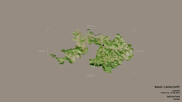 位于瑞士州巴塞尔 土地合作署的区域 在一个地理参照框的坚实背景上被隔离 卫星图像 3D渲染 — 图库照片