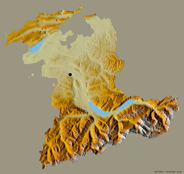 Forma Berna Cantón Suiza Con Capital Aislada Sobre Fondo Color — Foto de Stock