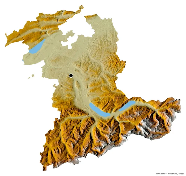 スイスのカントン州 ベルンの形で その首都は白い背景に隔離されています 地形図 3Dレンダリング — ストック写真