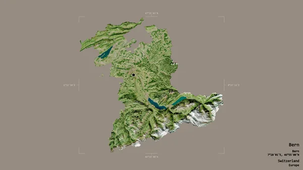 Area Bern Canton Switzerland Isolated Solid Background Georeferenced Bounding Box — Stock Photo, Image