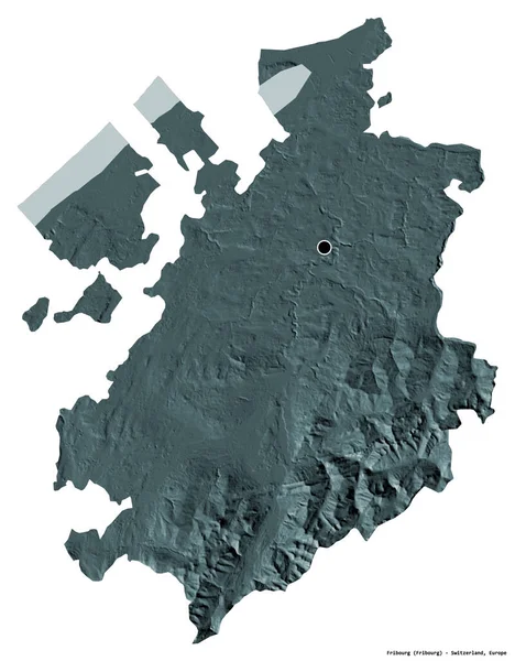 Forma Friburgo Cantão Suíça Com Sua Capital Isolada Fundo Branco — Fotografia de Stock
