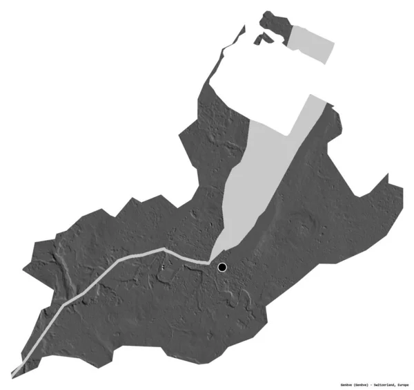 Σχήμα Geneve Καντόνι Της Ελβετίας Την Πρωτεύουσα Της Απομονωμένη Λευκό — Φωτογραφία Αρχείου