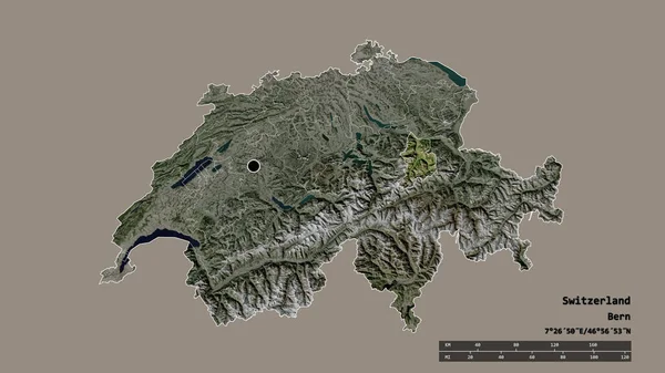 Vyprahlý Tvar Švýcarska Hlavním Městem Hlavní Regionální Divizí Oddělenou Oblastí — Stock fotografie