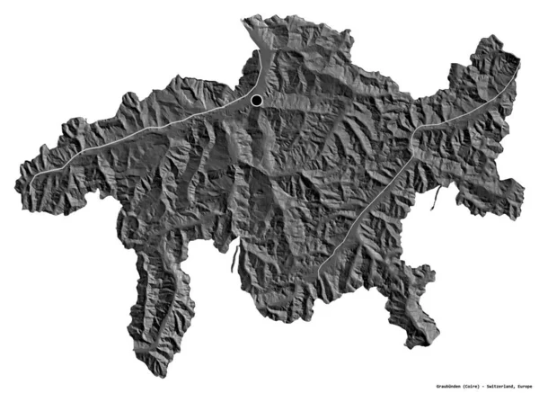 Forma Graubunden Cantone Della Svizzera Con Sua Capitale Isolata Sfondo — Foto Stock