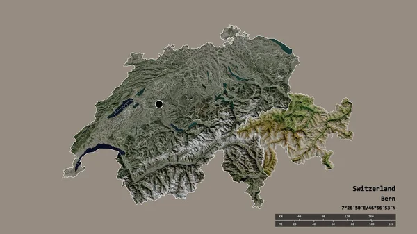 Desaturerad Form Schweiz Med Dess Huvudstad Huvudsakliga Regionala Indelning Och — Stockfoto