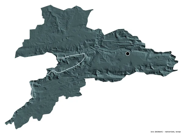 Gestalt Des Jura Kanton Schweiz Mit Seiner Hauptstadt Isoliert Auf — Stockfoto