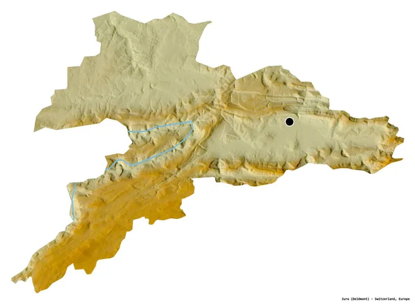 スイスの首都ジュラの形は 白い背景に隔離されています 地形図 3Dレンダリング — ストック写真