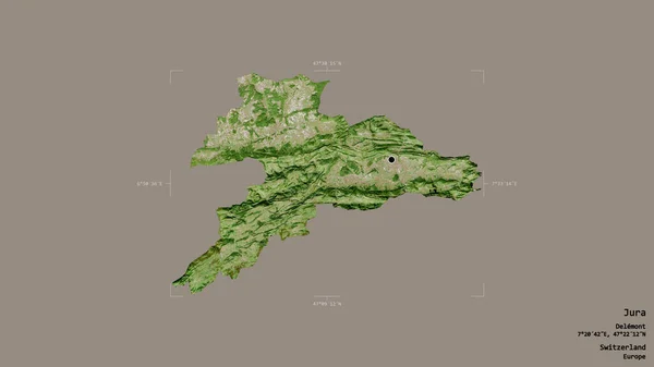 Obszar Jura Kanton Szwajcarii Odizolowany Solidnym Tle Georeferencyjnej Skrzynce Granicznej — Zdjęcie stockowe