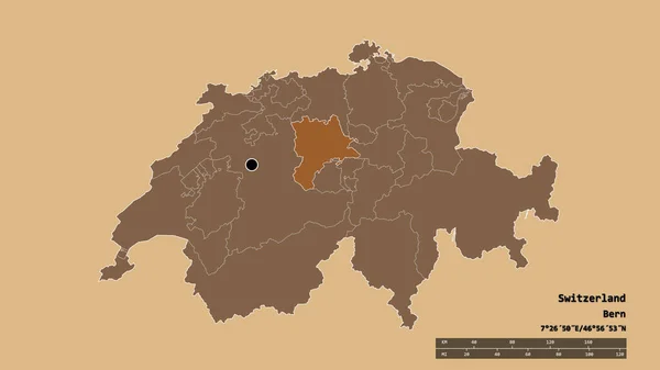 Forma Desnaturalizada Suiza Con Capital División Regional Principal Zona Separada — Foto de Stock