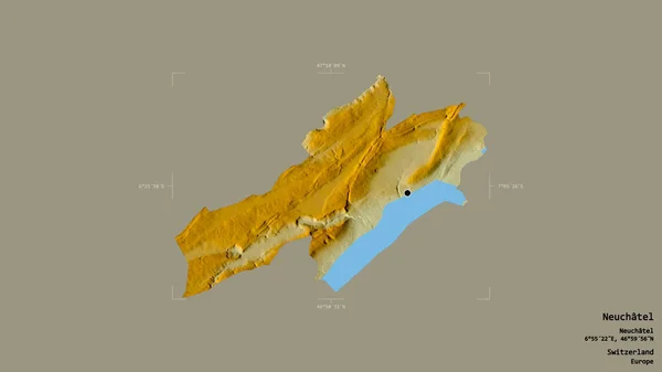 Obszar Neuchatel Kanton Szwajcarii Odizolowany Solidnym Tle Georeferencyjnej Skrzynce Granicznej — Zdjęcie stockowe