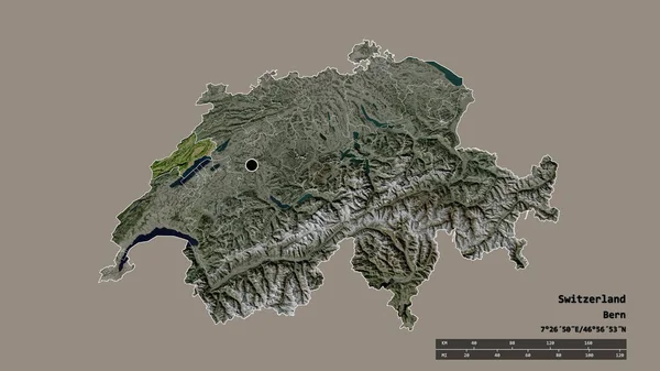 Die Ungesättigte Form Der Schweiz Mit Ihrer Hauptstadt Ihrer Regionalen — Stockfoto