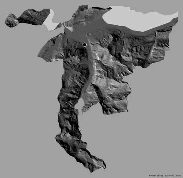 Forma Nidwalden Cantón Suiza Con Capital Aislada Sobre Fondo Color — Foto de Stock