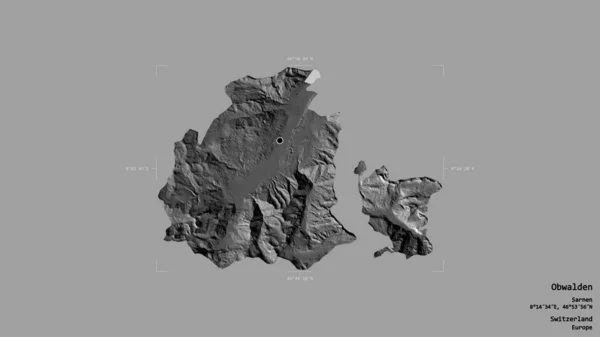 瑞士奥瓦尔登州的一个区域 在一个地理参考方块中 被坚实的背景隔离 Bilevel高程图 3D渲染 — 图库照片