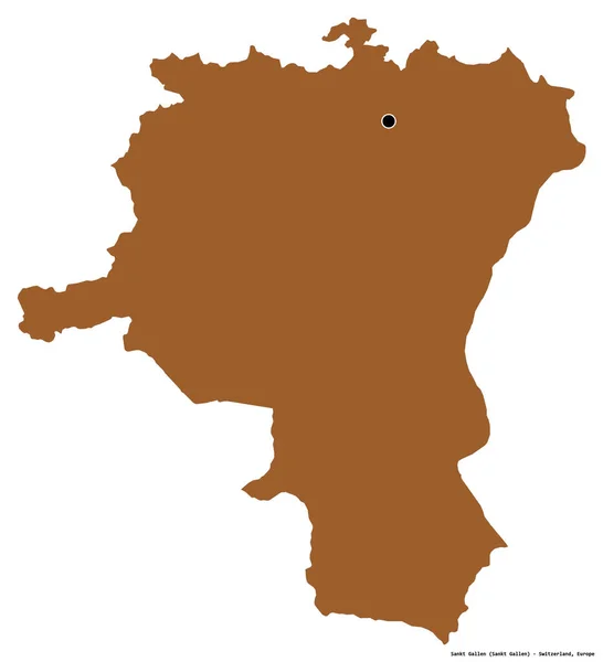 スイスのカントン州サンクト ガレンの形で その首都は白い背景に隔離されています パターン化されたテクスチャの構成 3Dレンダリング — ストック写真