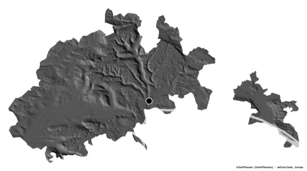 Forma Schaffhausen Cantón Suiza Con Capital Aislada Sobre Fondo Blanco — Foto de Stock