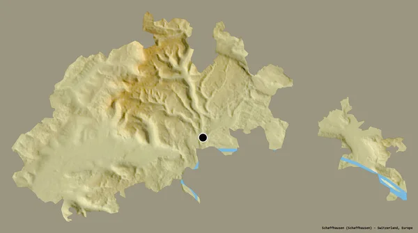 Forma Schaffhausen Cantón Suiza Con Capital Aislada Sobre Fondo Color — Foto de Stock