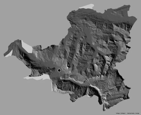 Schwyz Şekli Sviçre Kantonu Sermayesi Katı Renk Arka Planında Izole — Stok fotoğraf